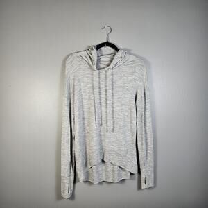 ATHLETA Studio‎ Rib Hoodie in Marled Grey Heather Oversized Size Small